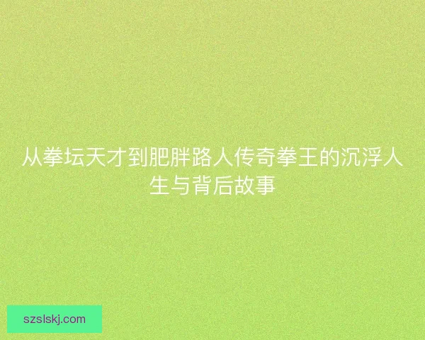 从拳坛天才到肥胖路人传奇拳王的沉浮人生与背后故事
